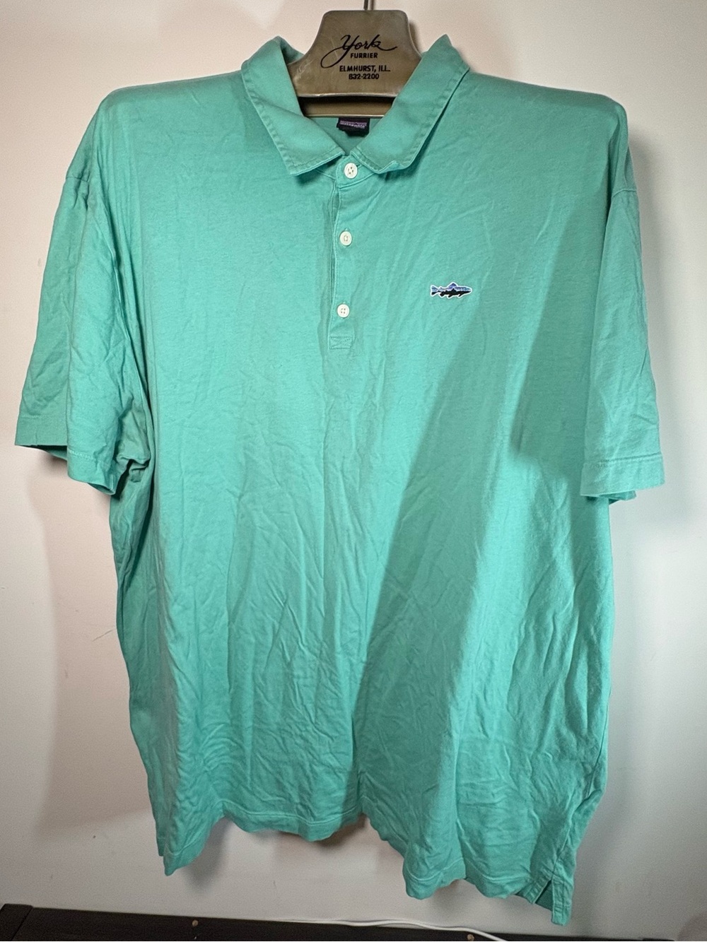 Patagonia Men's Polo Shirt - Teal / Mint Green